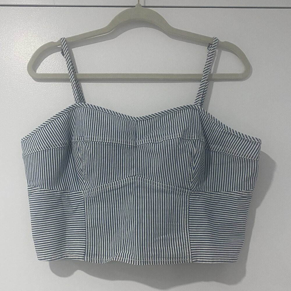 Universal Thread Corset Crop Denim Stripe Tank - XL